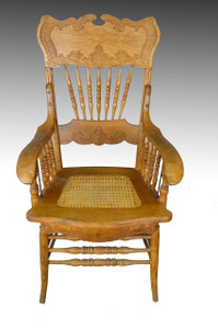 SOLD Oak Pressback Office Arm Chair / Banker's Chair
