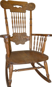 SOLD  Oak Pressback Rocking Chair by Larkin
