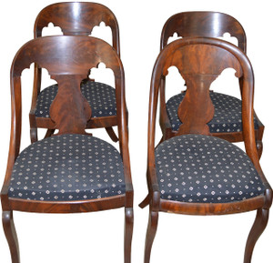 SOLD Set of 4 Flame Mahogany Period Empire Chairs