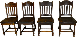 SOLD Set of 4 Oak Stylish Stout Dining Chairs
