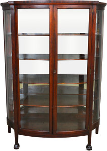 SOLD Mahogany Claw Foot China Closet with Serpentine Glass