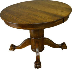 SOLD Round Oak Claw Foot Dining Table with 2 Leaves