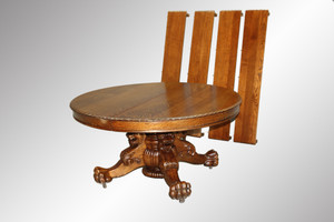 SOLD Antique Massive 60-inch Hastings American Victorian Dining Table w/ Heads