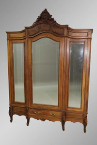 SOLD Antique French Oak Triple-door Wardrobe