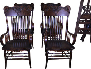 SOLD Set of 4 Victorian Carved Arm Chairs - Rare