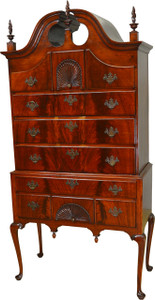 SOLD Period Flame Mahogany Chippendale High Boy Chest