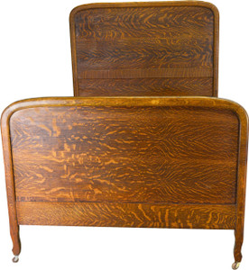 SOLD Tiger Sawn Oak Full Size Antique Bed