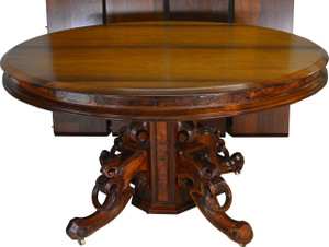 SOLD Victorian Burl Walnut Banquet Dining Table Opens 16 FEET long!!!