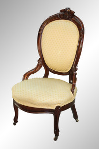 SOLD Antique Victorian Walnut Gentleman's Chair with Burl and Carving