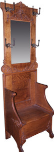 SOLD Victorian Oak Bevel Glass Hall Tree Carved SOLD Victorian Oak Bevel Glass Hall Tree Carved