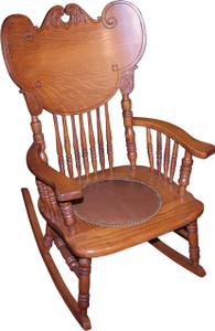 SOLD Large Tiger Sawn Oak Press Back Rocker