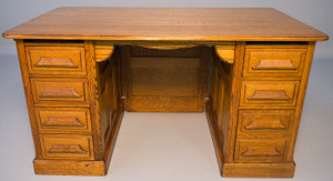 SOLD Antique Oak Raised Panel Flat Top Desk