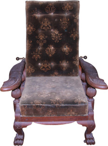 SOLD Oak Carved Claw Foot Morris Chair