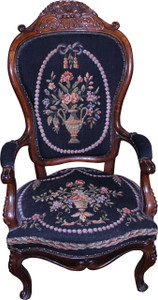 SOLD Victorian Needlepoint Gentleman’s Chair - Civil War Era
