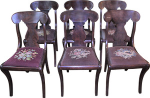 SOLD Set of 6 Empire Style Dining Chairs