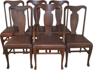 SOLD Set of 6 Oak Dining Chairs with Claw Feet