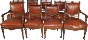 SOLD Rare Victorian Set of 8 Burl Walnut Dining Chairs – Twin Arms