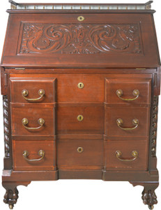 SOLD Victorian Custom Carved Slant Top Desk SOLD Victorian Custom Carved Slant Top Desk