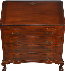 SOLD Mahogany Ox Bow Ball and Claw Slant Top Desk