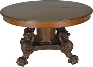 SOLD Victorian Oak Lion Body Base 54” Dining Table – Horner Style