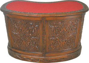 SOLD Rare Carved Victorian Oak Kidney Desk SOLD Rare Carved Victorian Oak Kidney Desk