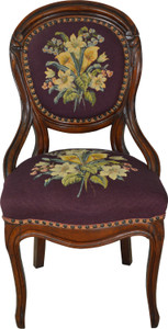 SOLD Victorian Walnut Needlepoint Ladies Boudoir Chair