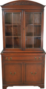 SOLD Mahogany Carved Step Back China Cabinet