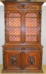 SOLD Carved Oak Step Back China Cabinet