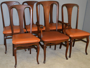 SOLD Oak Stylish Set of 6 Dining Chairs