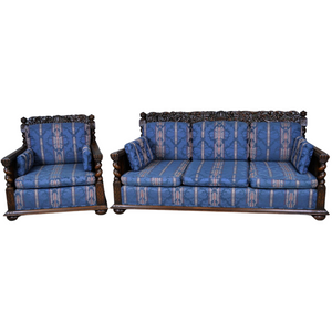 Antique Cupid Carved Barley Twist Sofa Set