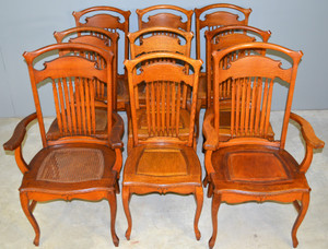 SOLD Set of 9 Oak Formal Dining Chairs – Stylish