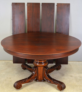 SOLD Round Victorian Mahogany Carved Banquet Dining Table