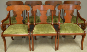 SOLD Set of 7 Mahogany Empire Style Dining Chairs