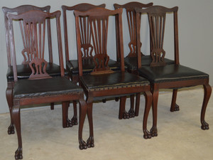 SOLD Set of 6 Victorian Claw Foot Mahogany Formal Dining Chairs