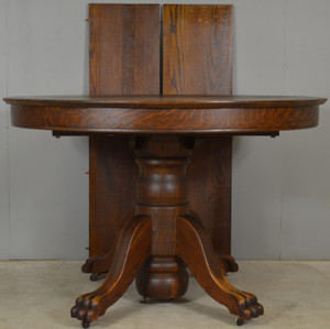 SOLD Victorian Round Oak Claw Foot Banquet Dining Table