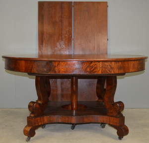 SOLD Mahogany Period Empire Split Pedestal Banquet Table – Opens 12.5 Feet Long
