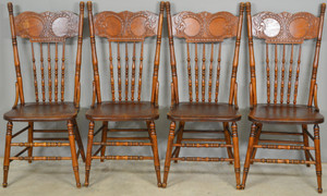SOLD Set of 4 Stylish Press Back Dining Chairs