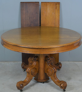 SOLD Victorian Round Walnut Banquet Table – Opens over 10 Feet