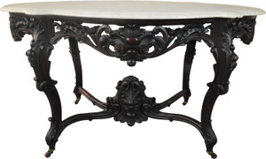 SOLD Rococo Victorian Carved Marble Top Center Table
