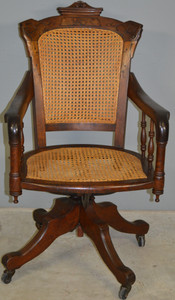 SOLD Victorian Burl Walnut Swivel Tilt Office Chair
