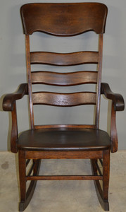 SOLD Tall Oak Solid Seat Rocking Chair