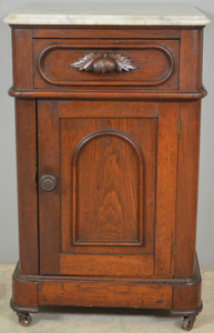 SOLD Victorian Walnut Marble Top Half Commode