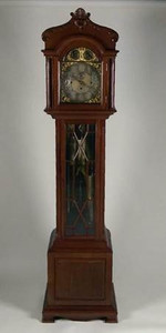 SOLD Mahogany Carved Tall Case Grandfather Clock by Webb
