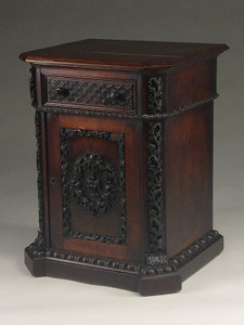 SOLD Victorian Walnut Heavily Carved Half Commode Night Stand