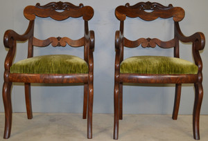 SOLD Pair of Period Empire Carved Arm Chairs – Civil War Era