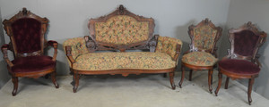 SOLD Four Piece Burl Walnut Victorian Parlor Set – Jenny Lind Heads