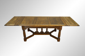 SOLD Carved Oak Drawer Leaf Computer Table / Banquet Table