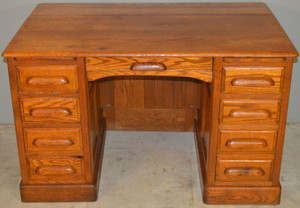 SOLD Victorian Oak Raised Panel Lawyers Bankers Flat Top Desk