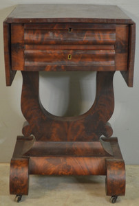 SOLD Empire Flame Mahogany Drop Leaf Sewing Stand