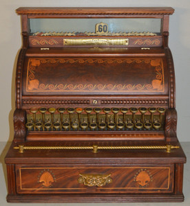 SOLD Rare National Cash Register Mahogany Heavily Inlaid